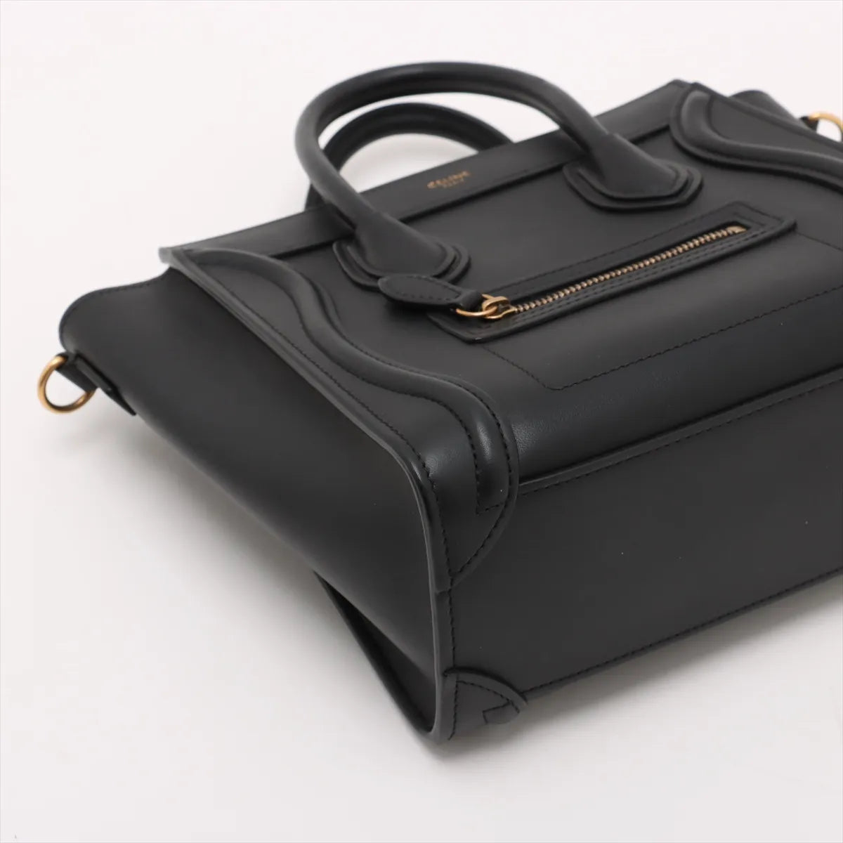 Celine Luggage Nano Shopper Leather Two-Way Handbag Black