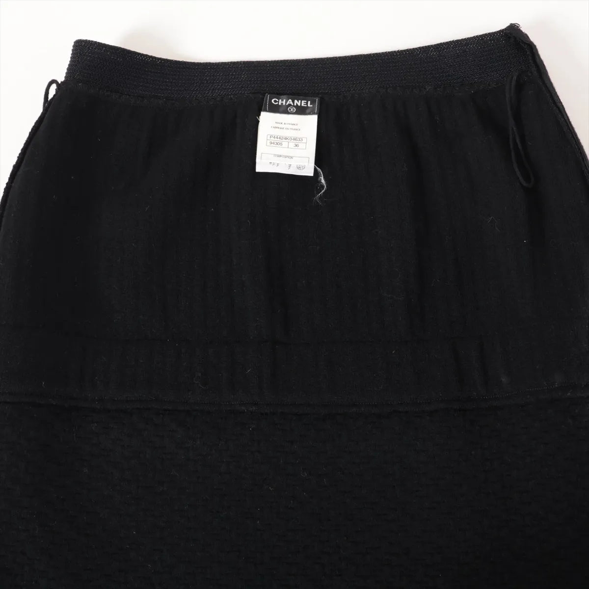 Chanel CC Button Wool Knit Pencil Skirt Black