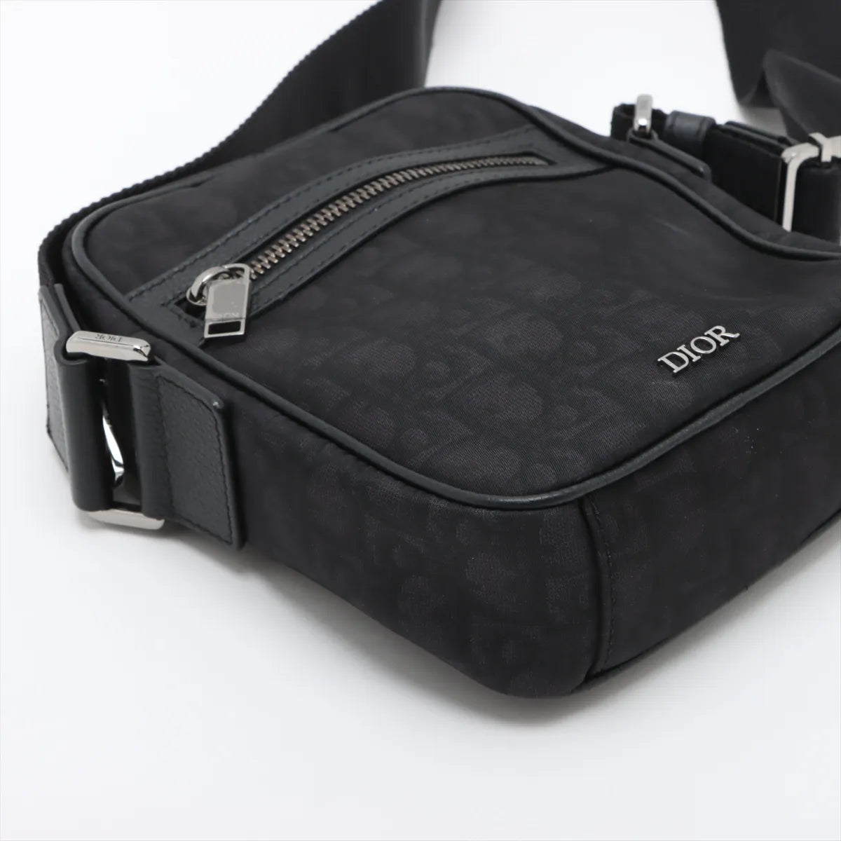 Dior Oblique Nylon Leather Shoulder Bag Black