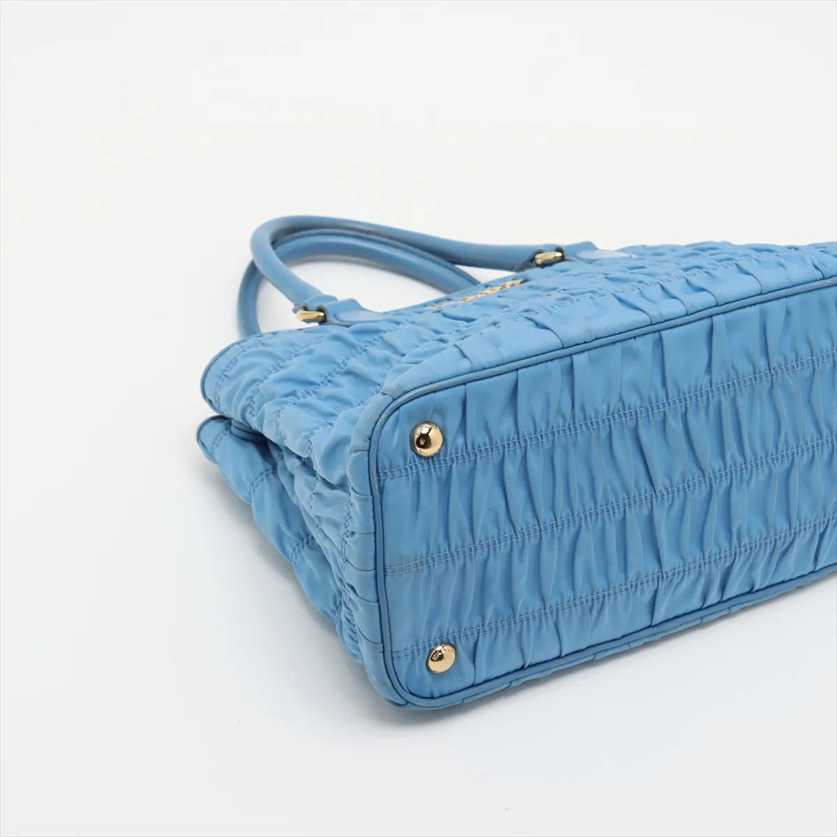 Prada Nappa Gaufre Nylon Leather Handbag Blue