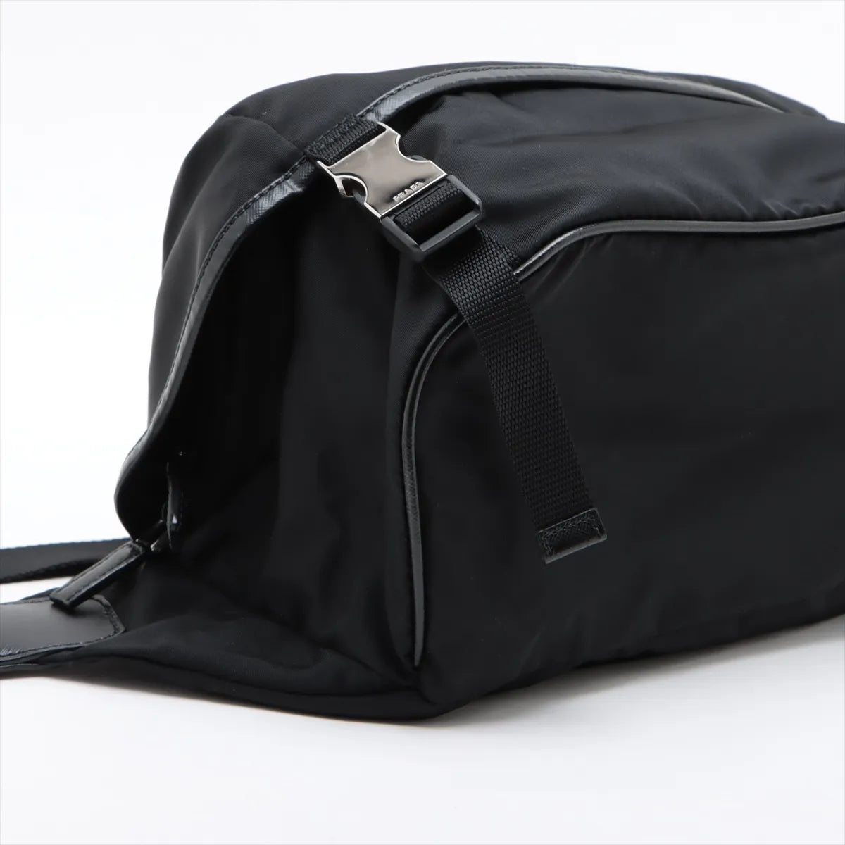 Prada Tessuto Nylon Leather Sling Bag Black