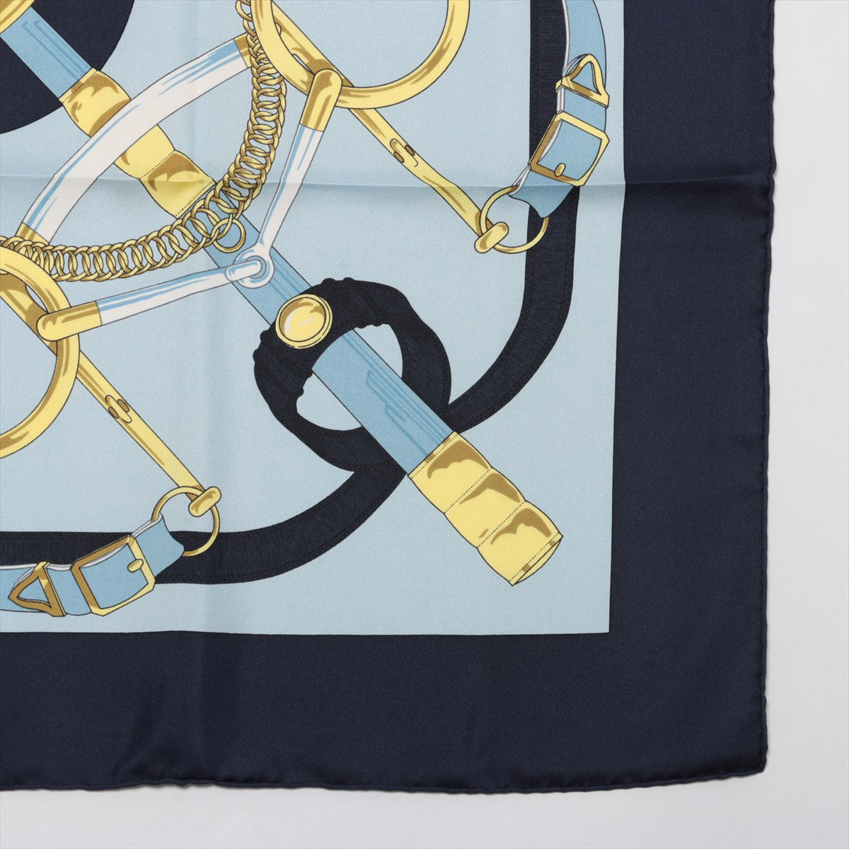 Hermès Eperon d'or Golden Spur Scarf  Navy Blue