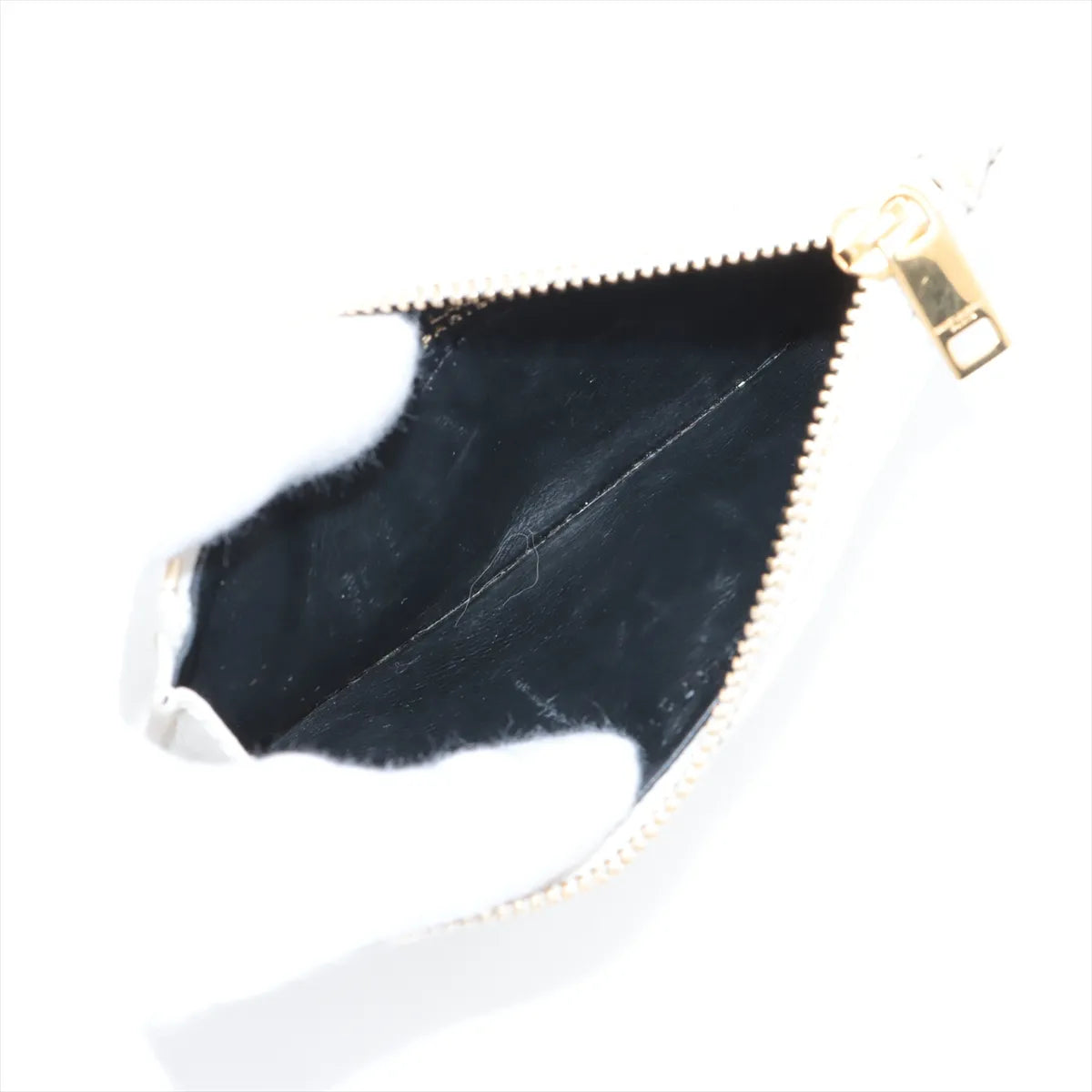Saint Laurent Paris V Stitch Leather Coin Card White