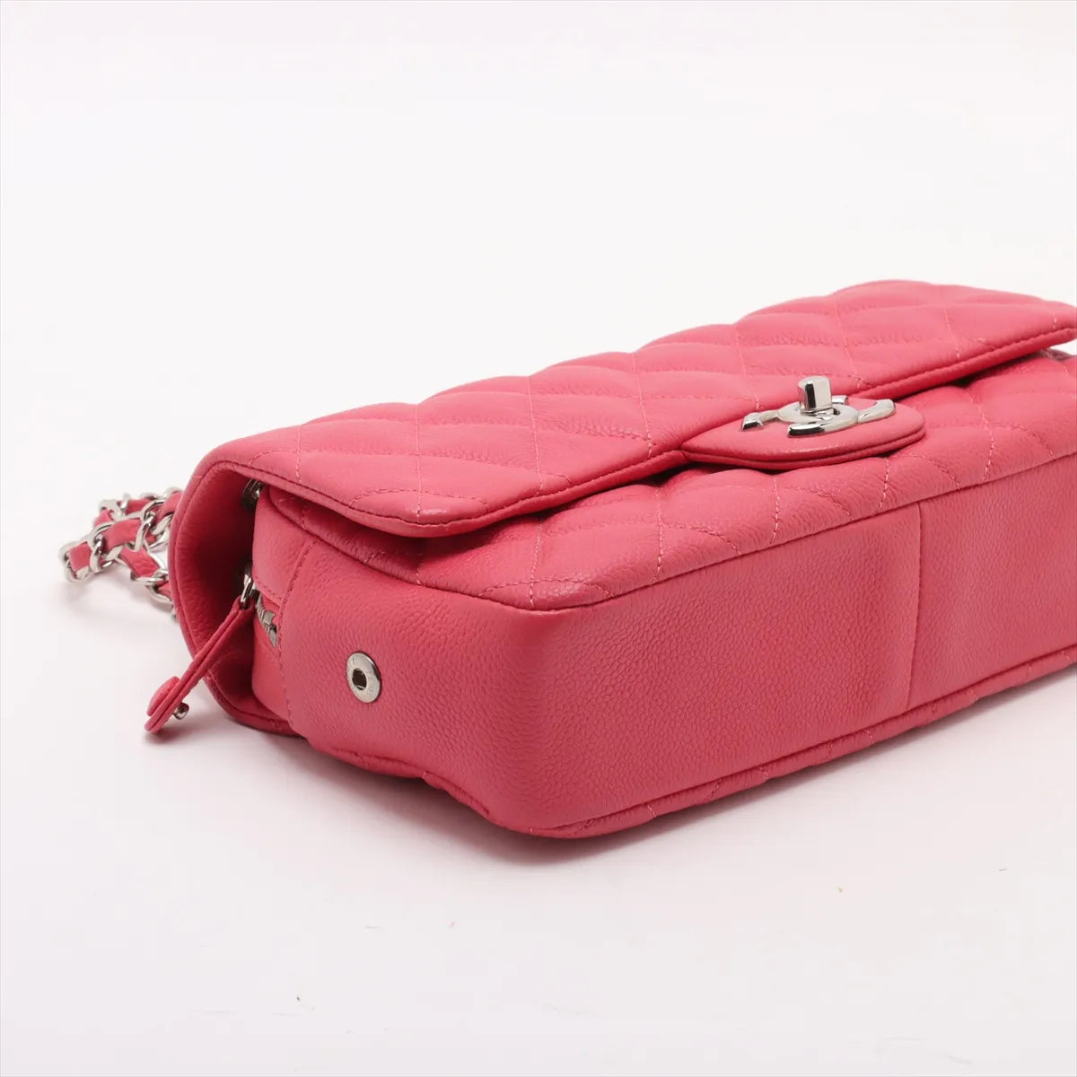 Chanel CC Logo Matelasse Single Flap Double Chain Bag Red