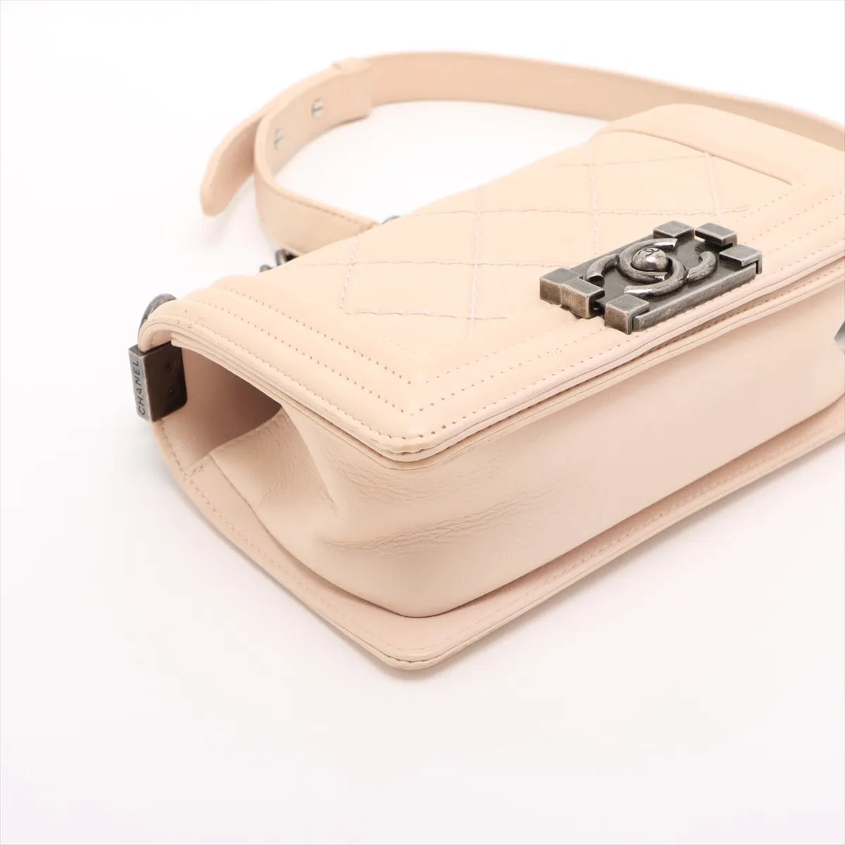 Chanel Boy Chanel 20 Small Lambskin Chain Shoulder Bag Beige