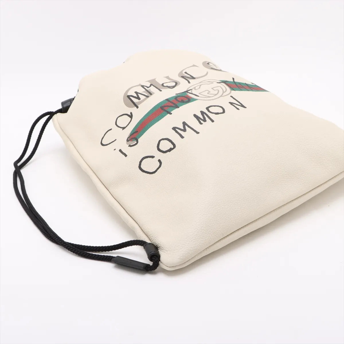 Gucci GG Logo Drawstring Leather Backpack White