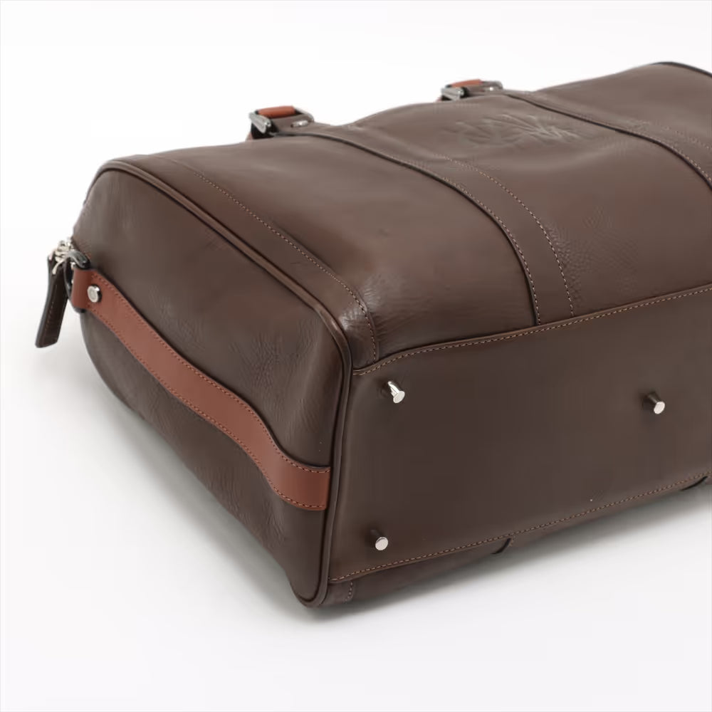 Cocomister Leather Two-Way Boston Bag Brown