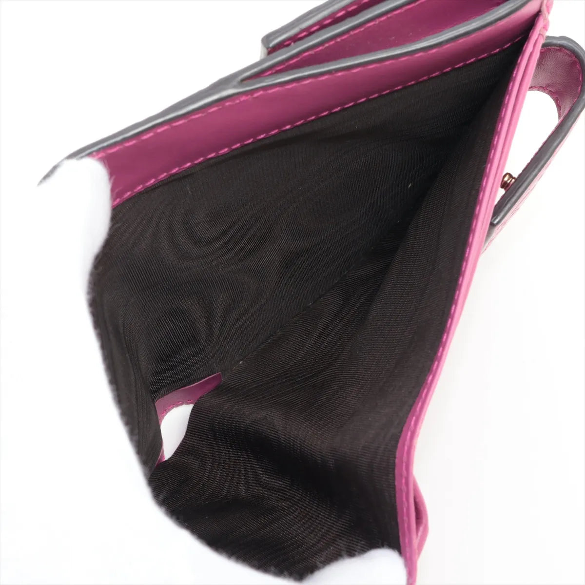 Gucci Guccissima Ribbon Leather Compact Wallet Pink