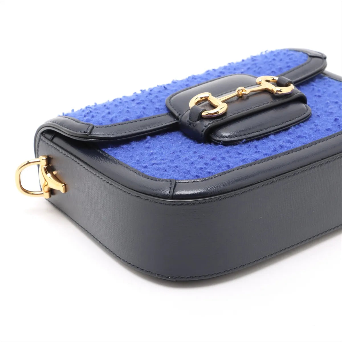 Gucci Horsebit 1955 Wool Leather Two-Way Shoulder Bag Blue x Black