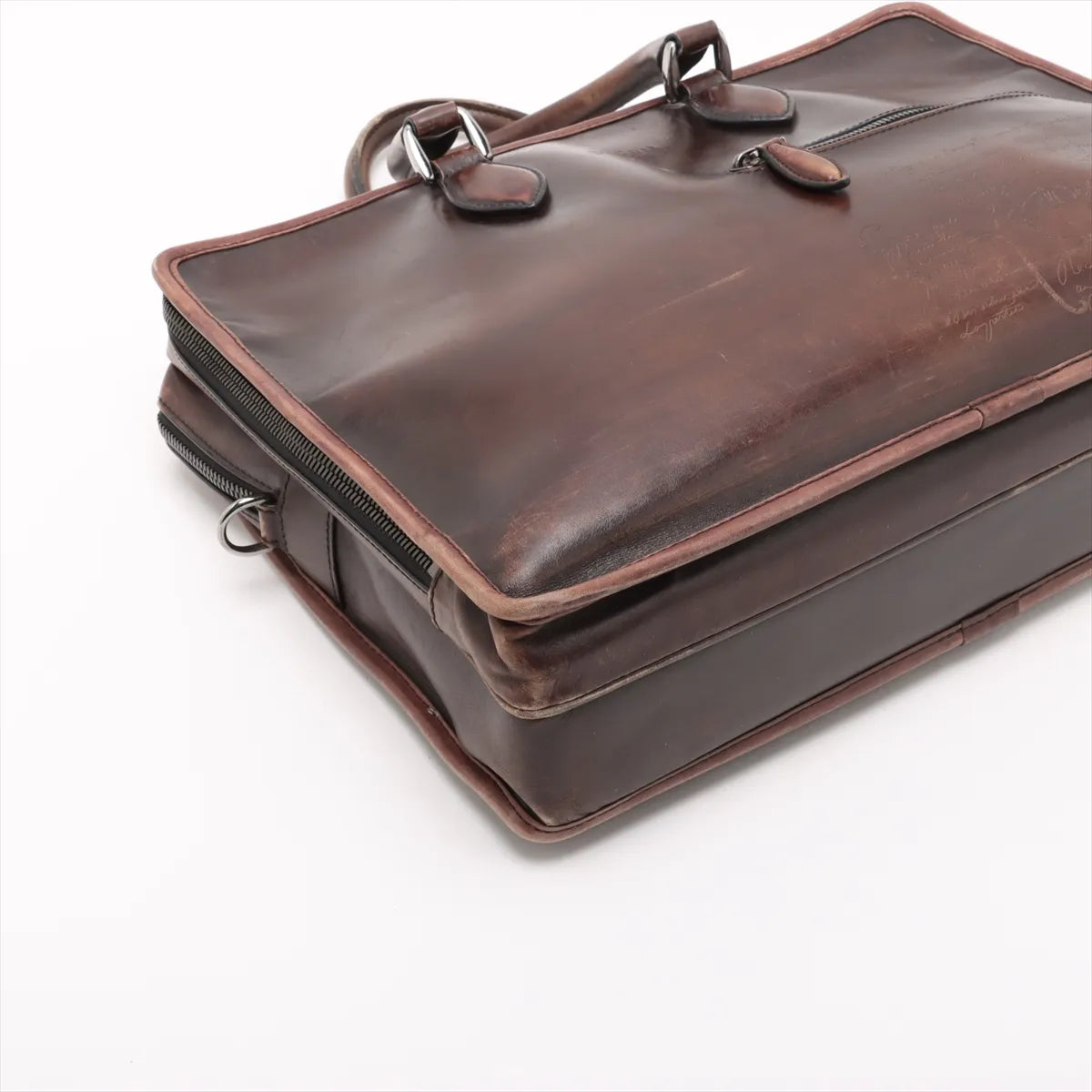 Berluti Calligraphy Leather Business Bag Brown