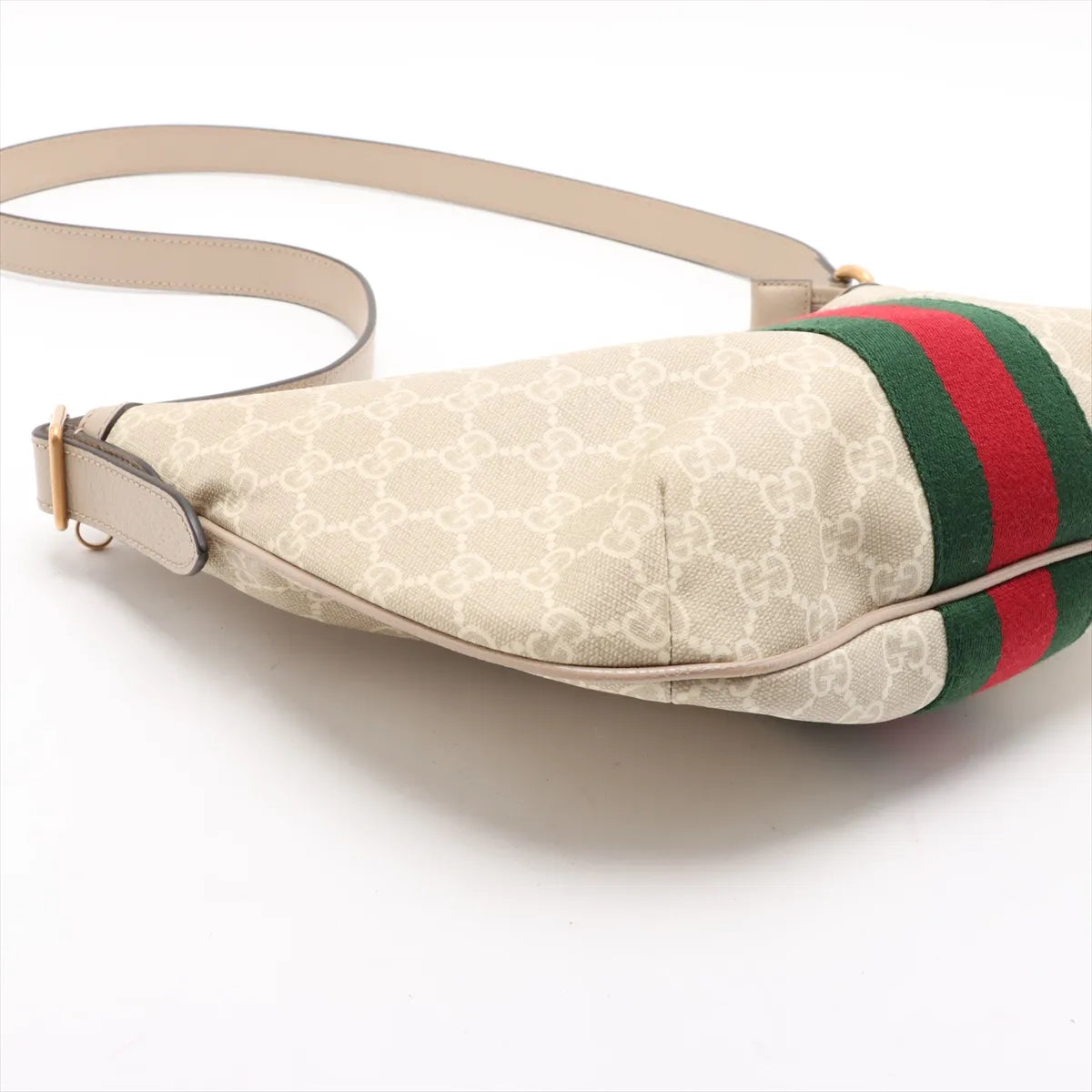 Gucci GG Supreme Ophidia Leather Shoulder Bag Beige