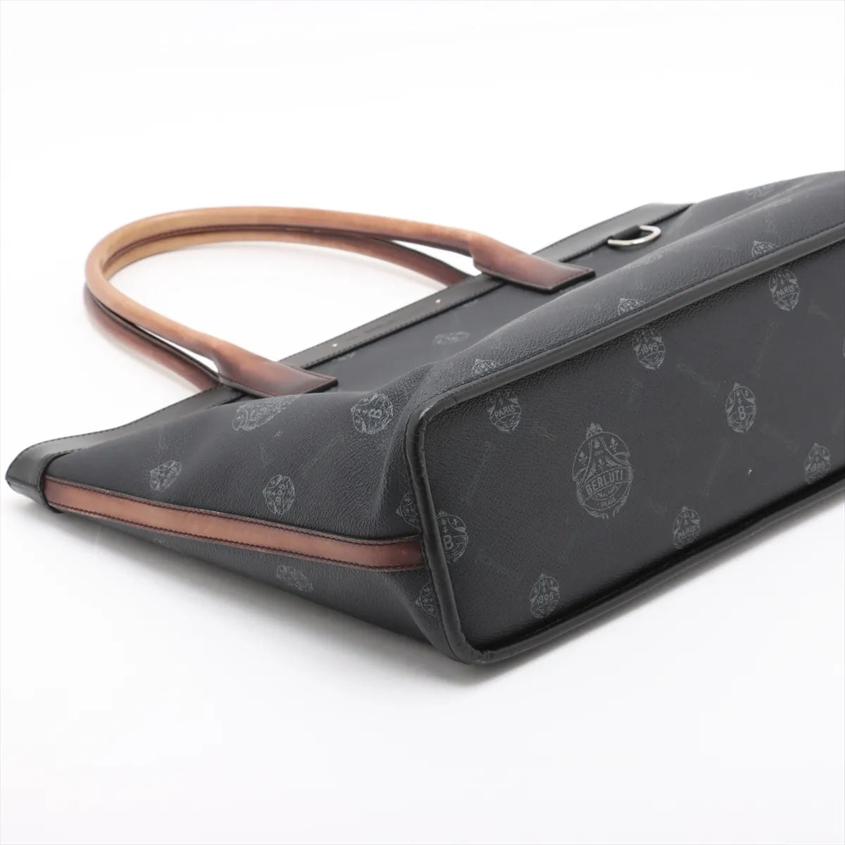 Berluti Forever Leather Tote Bag Black x Brown