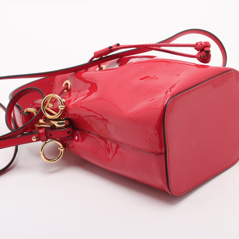 Fendi Mon Tresor Mini Patent Leather Two-Way Shoulder Bag Red