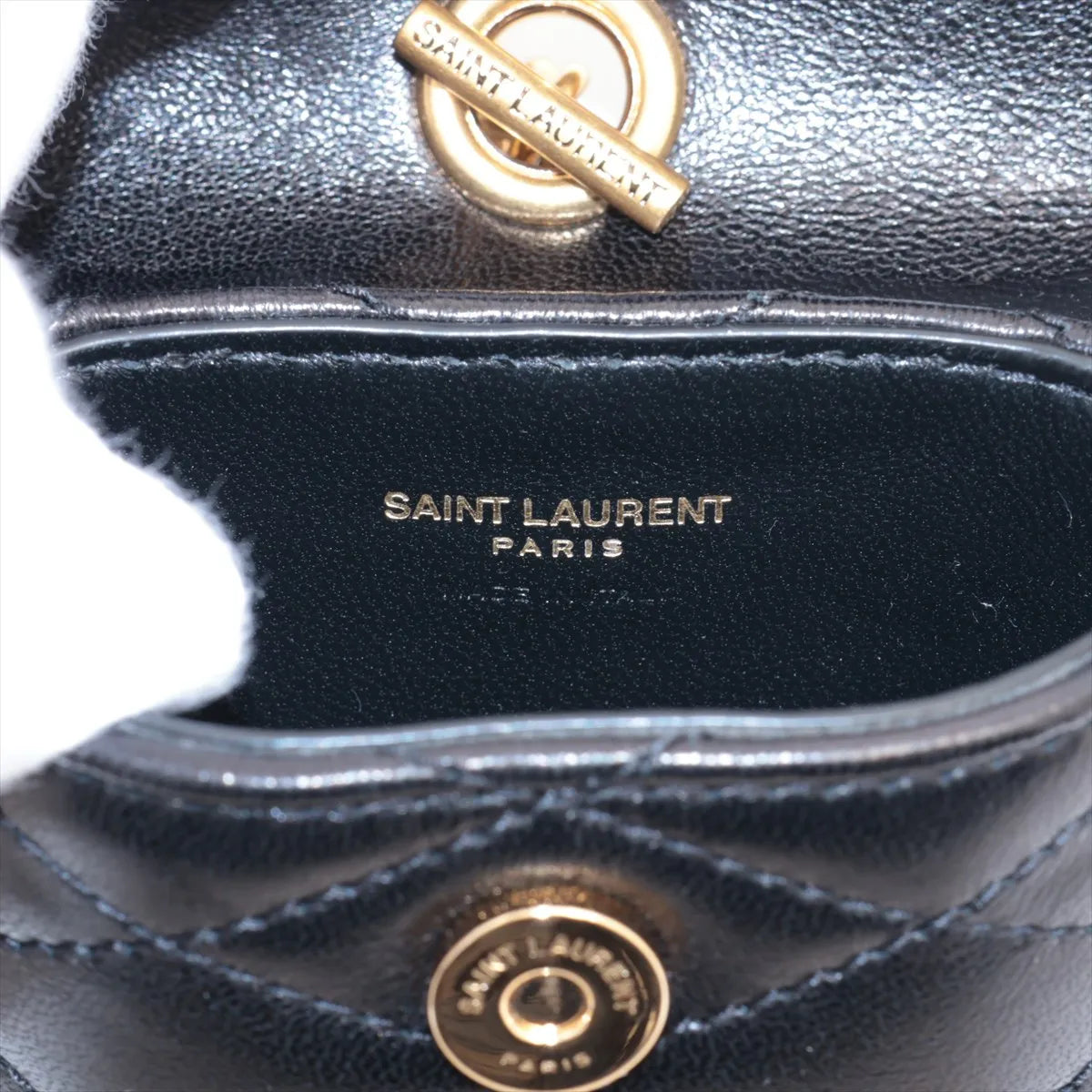 Saint Laurent Paris YSL Logo Leather Pouch Black