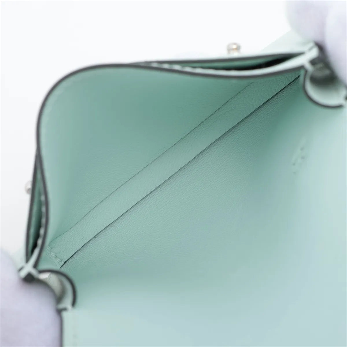 Hermès Hermèsnap Togo Swift Card Holder Vert Peppermint