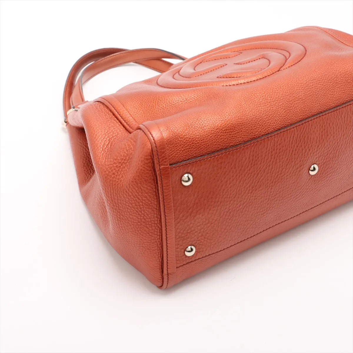 Gucci Soho Pebbled Leather Tote Bag Rust