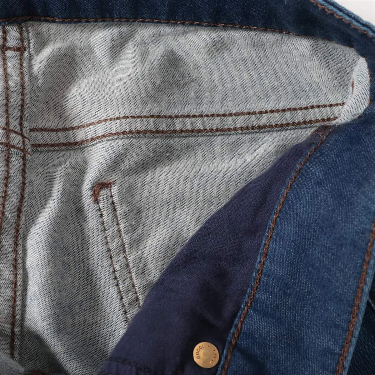 Gucci Cotton Polyurethane Denim Pants Blue