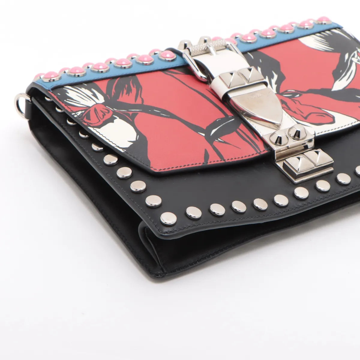 Prada Leather x Studs Shoulder Bag Multicolor