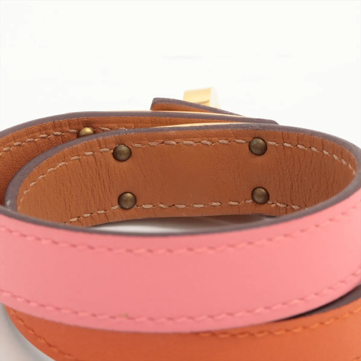 Hermès Kelly Double Tour Two-tone Bracelet Rose Azalee x Orange