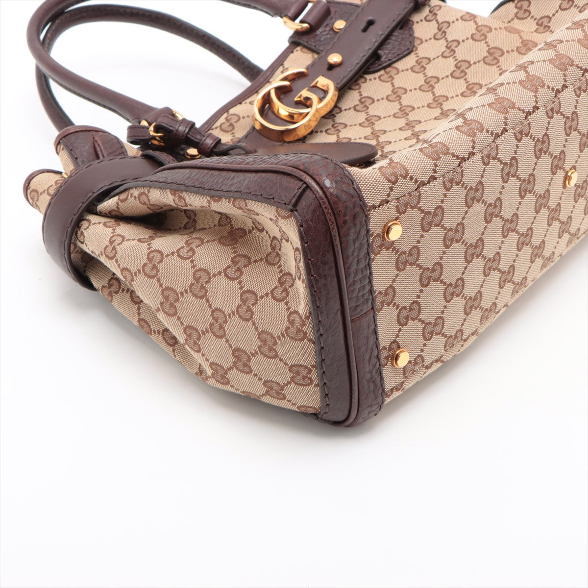 Gucci GG Canvas Leather Shoulder Bag Beige×Brown