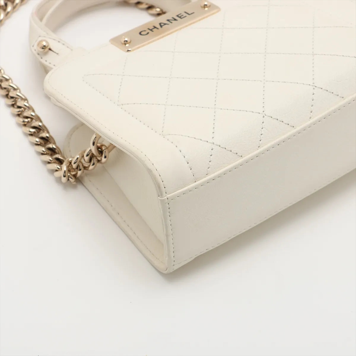 Chanel Matelasse Leather Two-Way Shoulder Bag White
