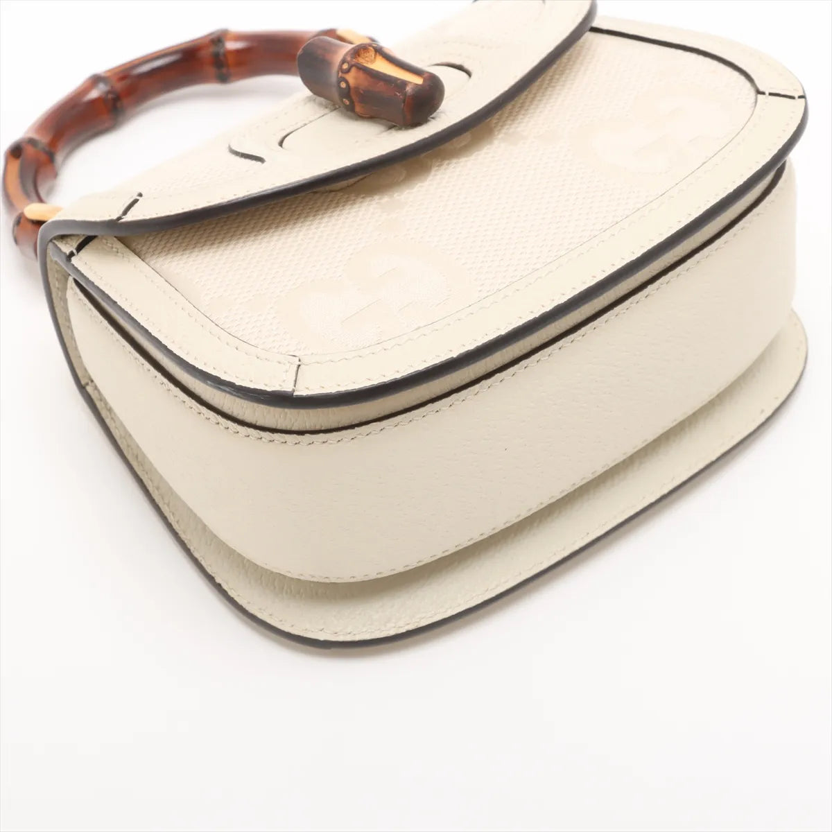 Gucci Jumbo GG Bamboo Canvas Leather Two-Way Shoulder Bag Beige