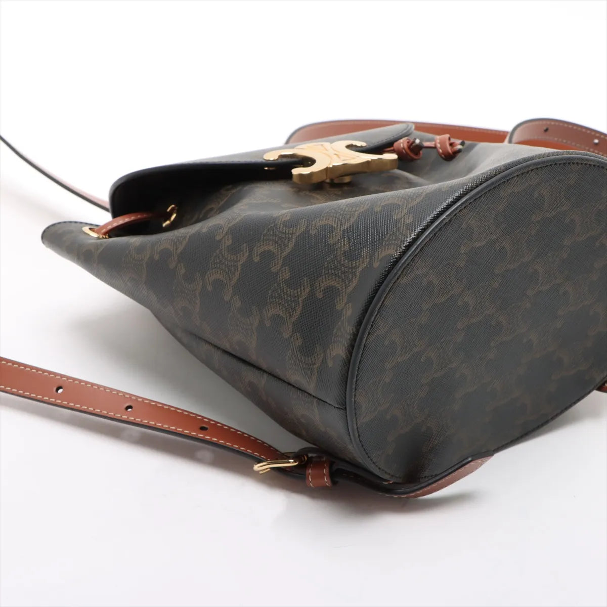 Celine Triomphe Bonnie Leather Backpack Brown