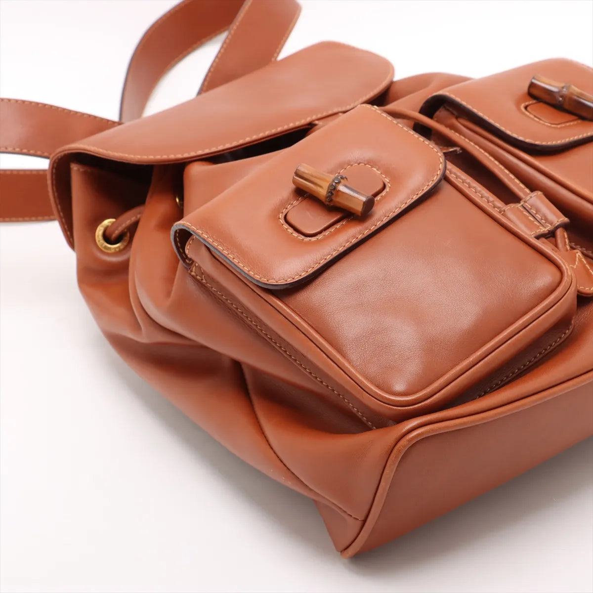 Gucci Bamboo Leather Backpack Brown