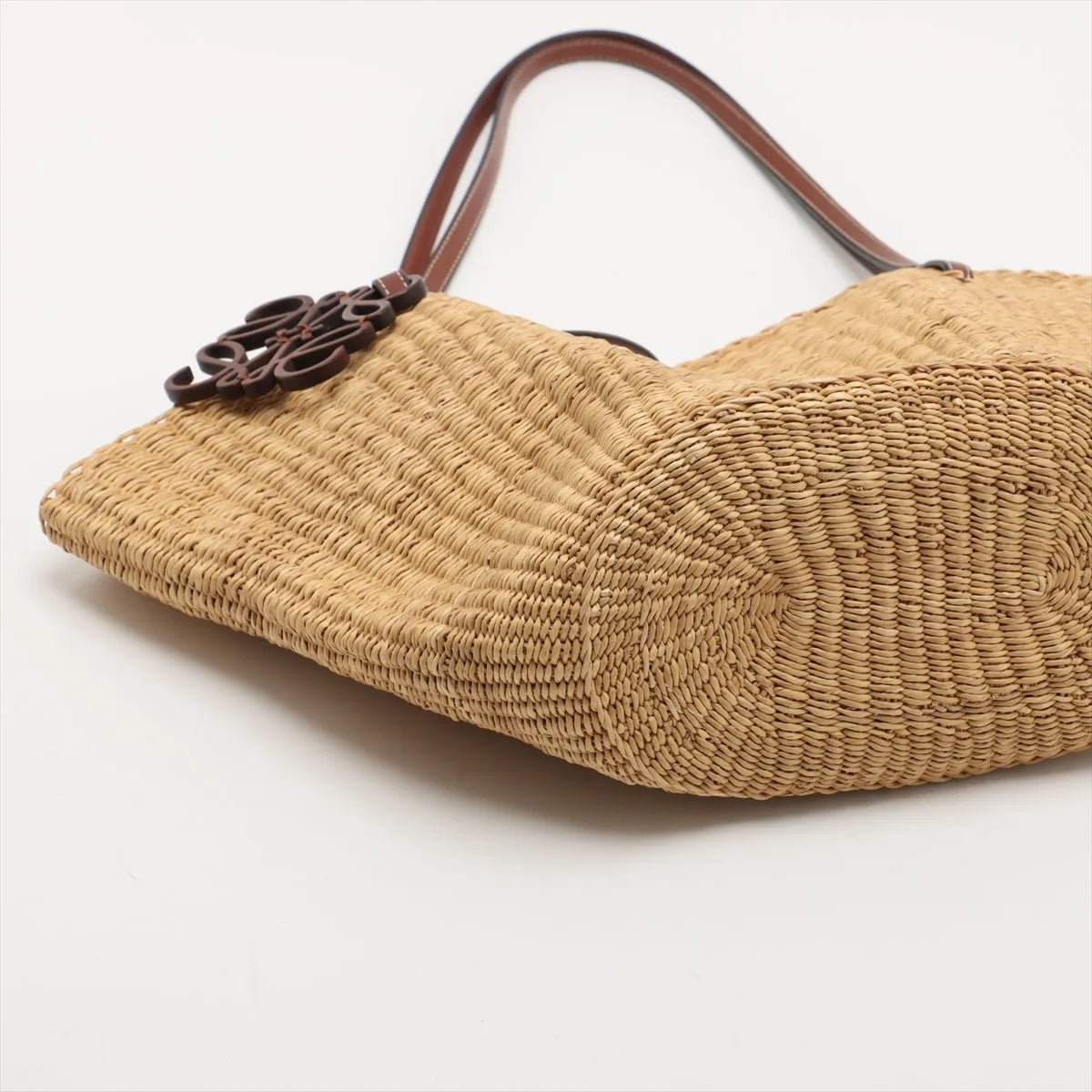 Loewe Small Basket Elephant Straw Bag Beige x Brown