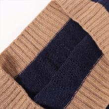 Load image into Gallery viewer, Gucci Perforated GG Pattern Stripe Knit Sweatshirt Brown x Navy Blue