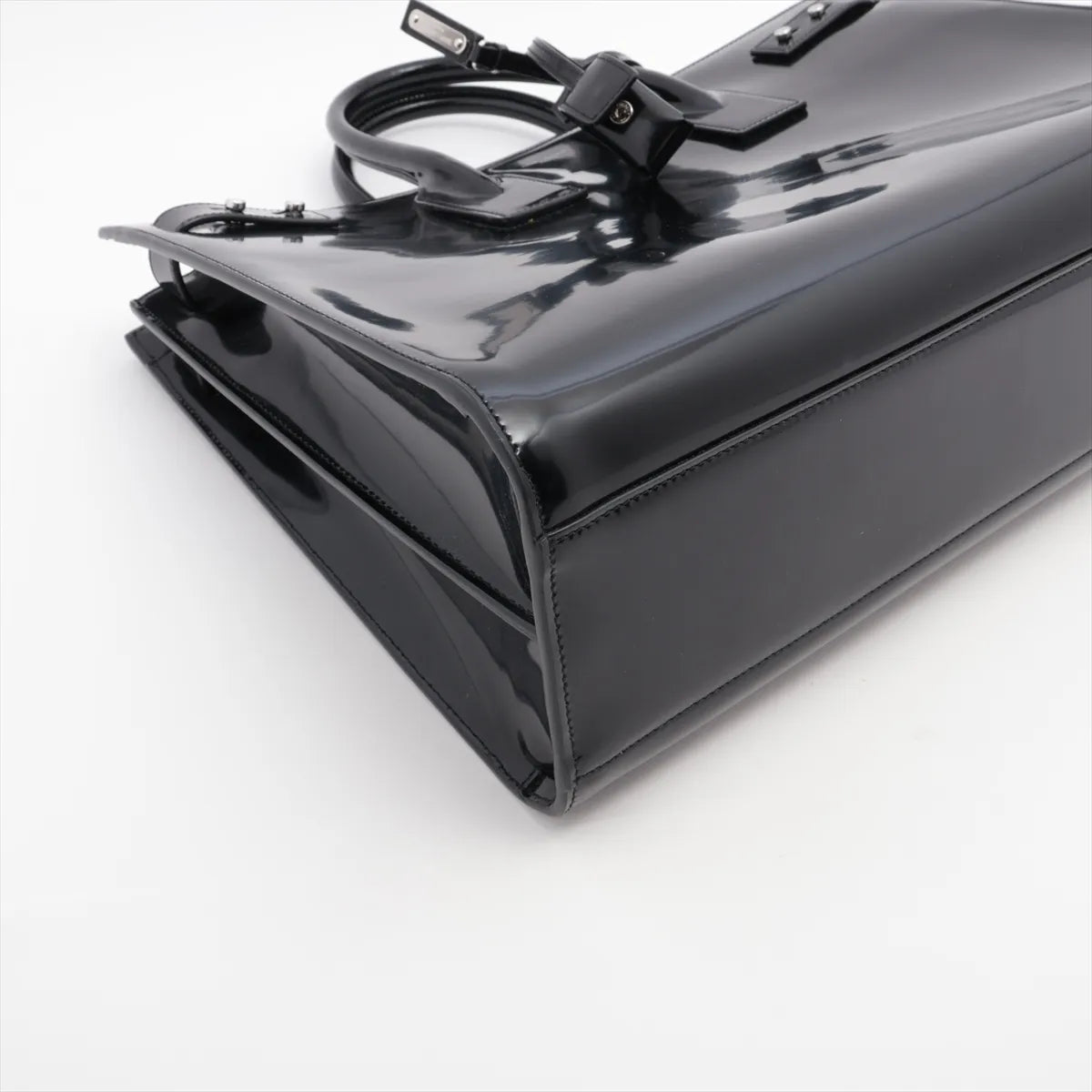 Saint Laurent Paris Large Sac de Jour Patent Leather Two-Way Handbag Black