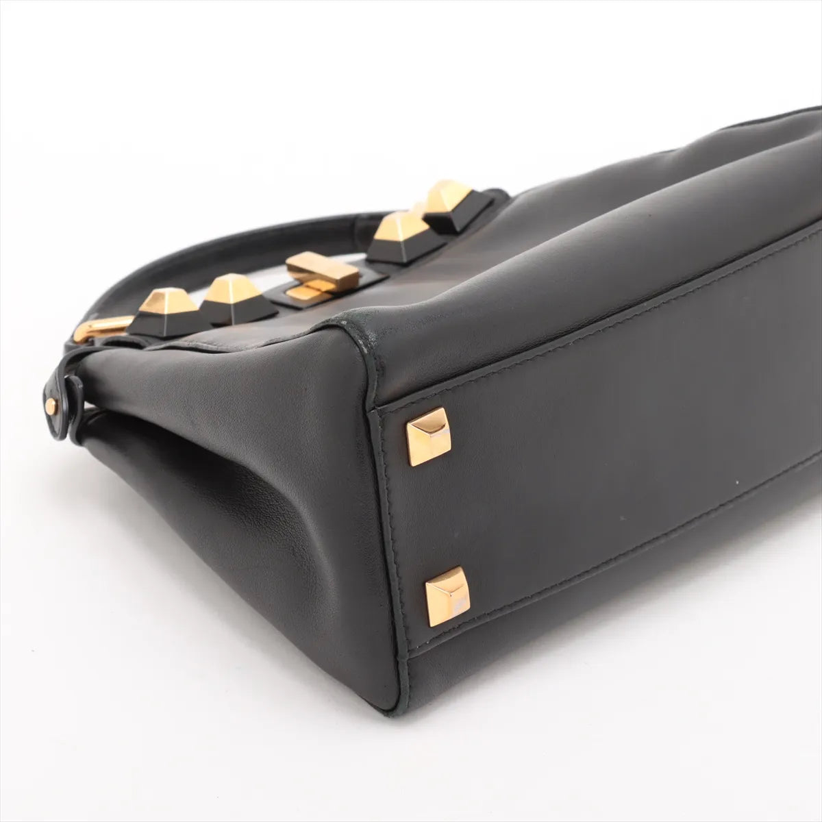 Fendi Mini Peek-a-boo Studded Leather Two-Way Shoulder Bag Black