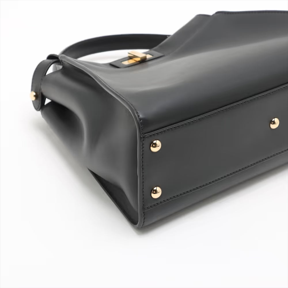 Fendi Peekaboo Regular Leather Two-Way Handbag Black