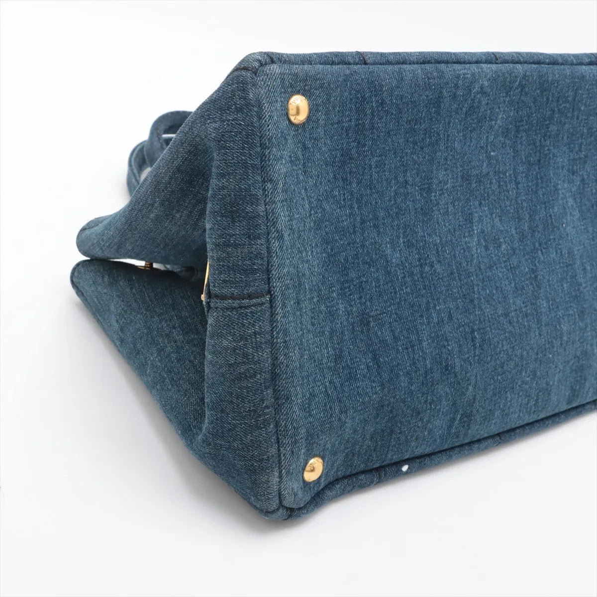 Prada Canapa Denim Tote Handbag Blue