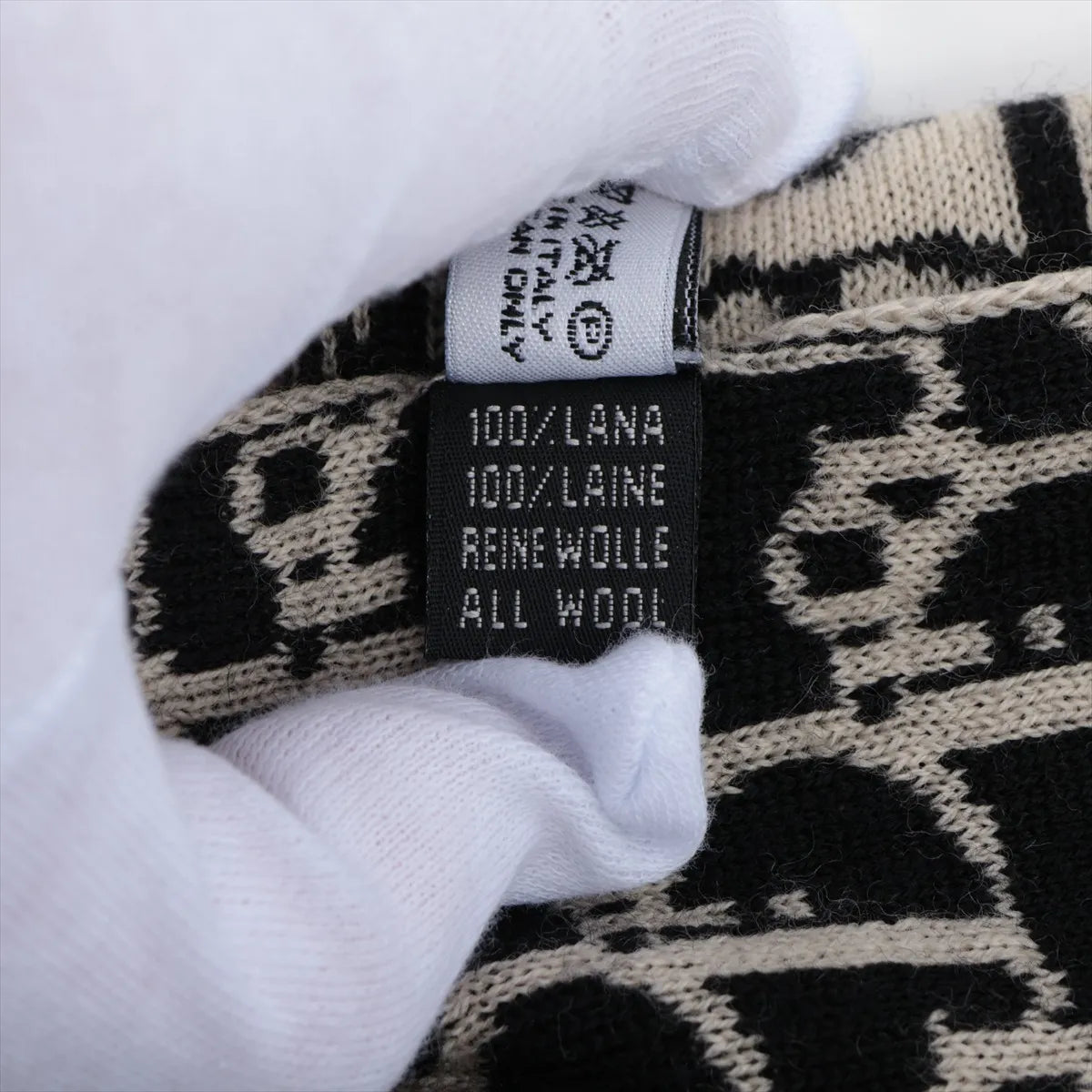 Christian Dior Trotter Wool Scarf White x Black