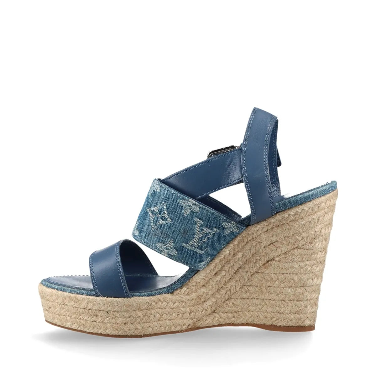 Louis Vuitton Monogram Starboard Denim Wedge Sandal Blue