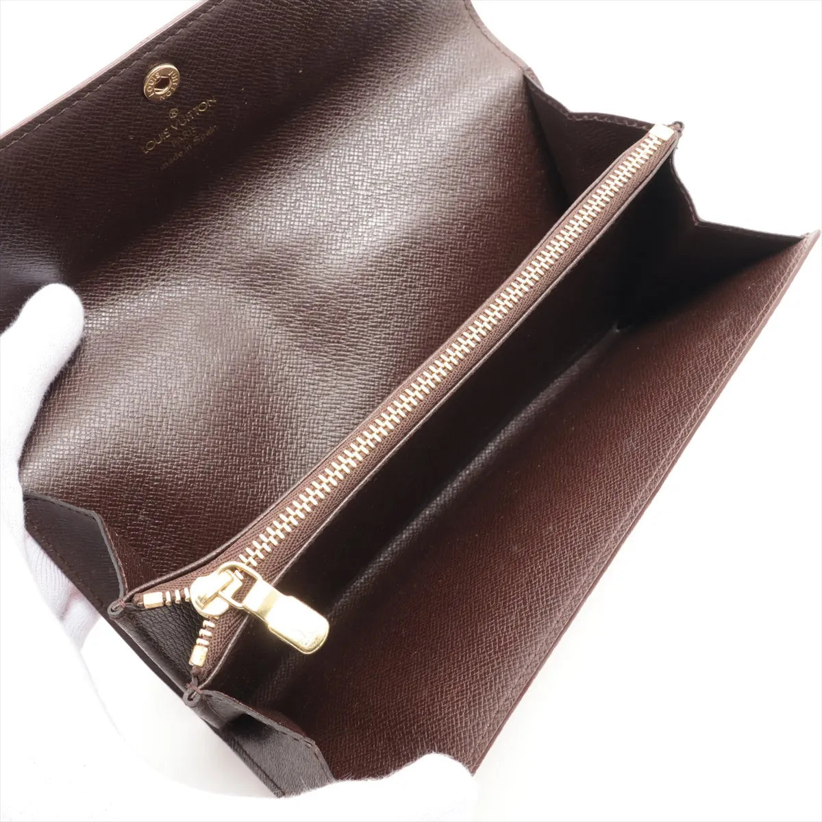 Louis Vuitton Damier Ebene Pochette Monecredit Long Wallet Brown