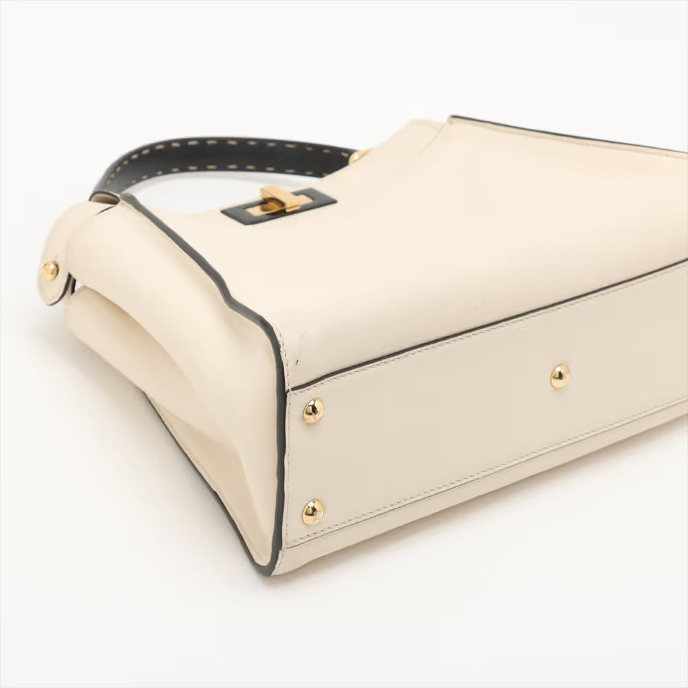 Fendi Peekaboo Regular Leather Two-Way Handbag White