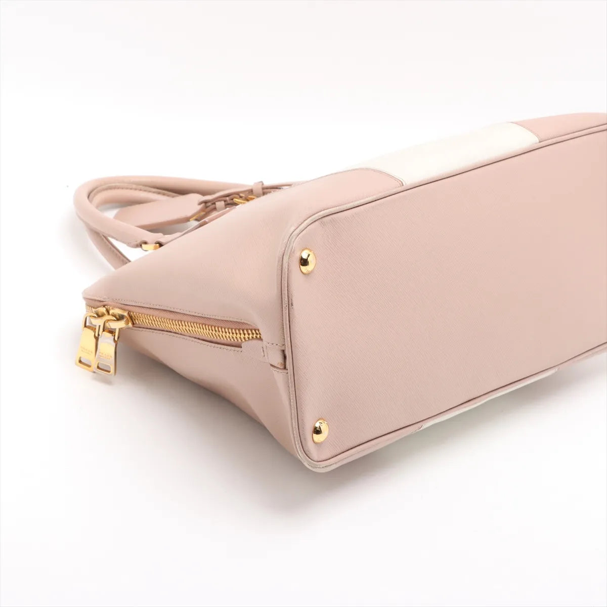 Prada Saffiano Lux Leather Two-tone Handbag Pink x White