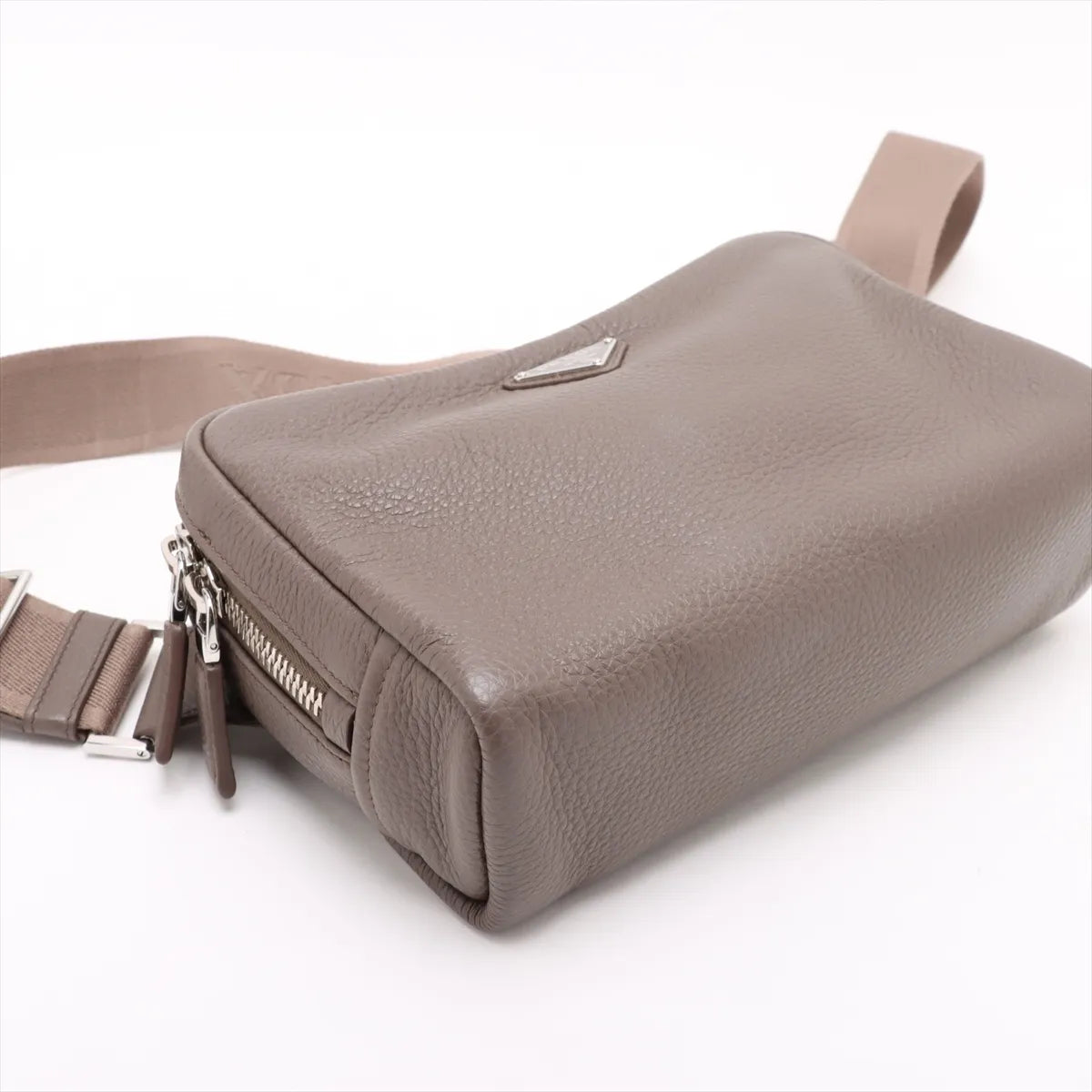 Prada Robot Leather Charm Shoulder Bag Greige