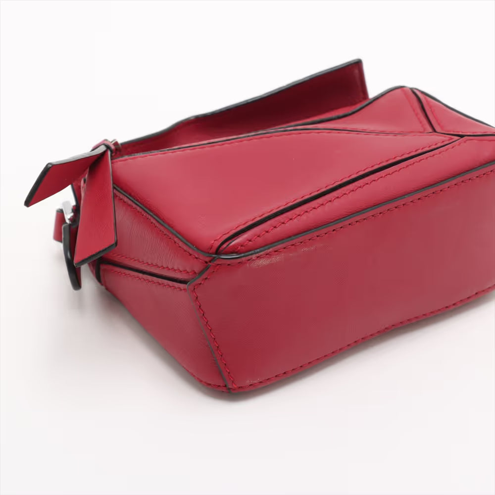 Loewe Nano Puzzle Leather Two-Way Handbag Red