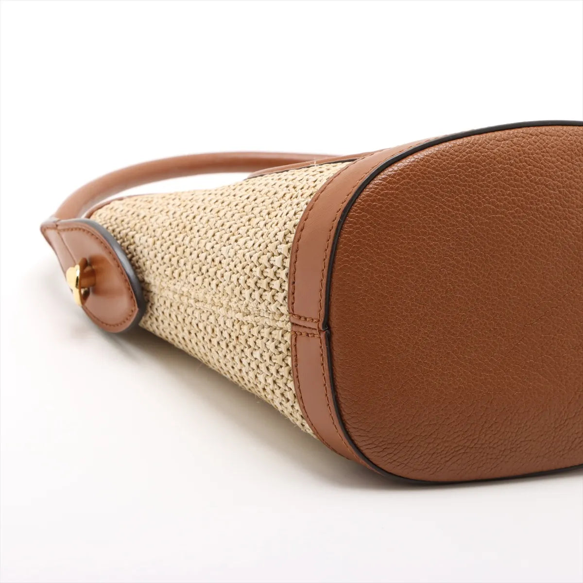 Louis Vuitton LV Logo Raffia Petit Bucket Bag Beige x Brown