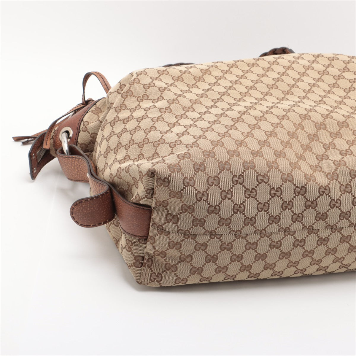 Gucci GG Canvas Leather Shoulder Bag Beige