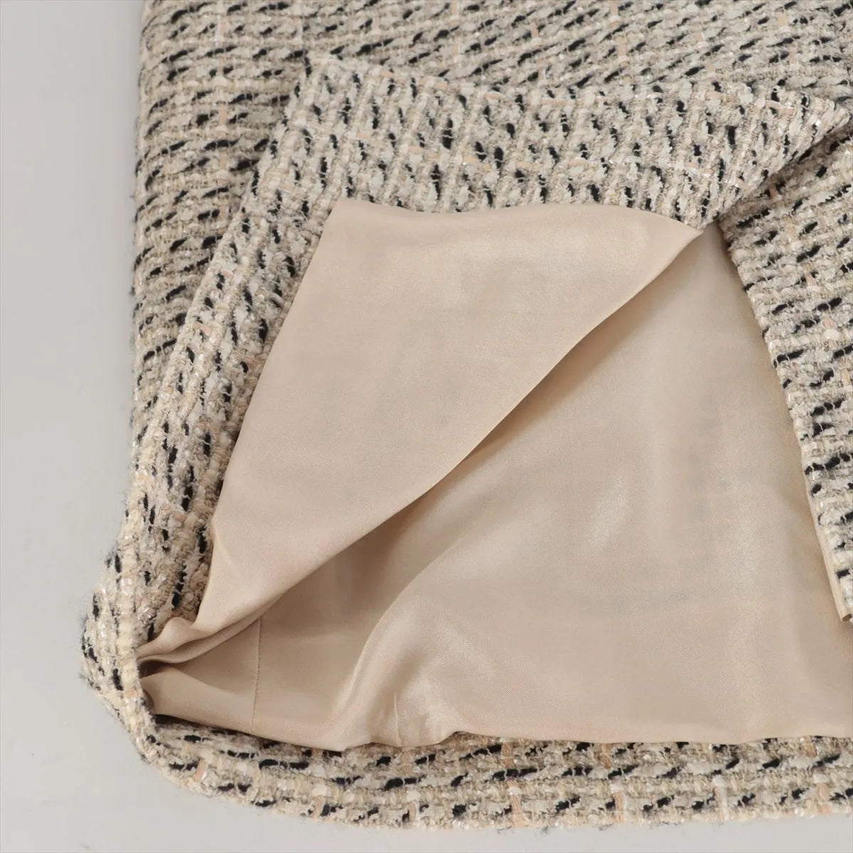 Chanel CC Logo Cotton & Wool Skirt Beige