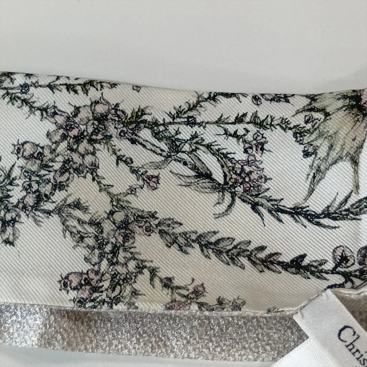 Dior Mitzah Floral Silk Scarf White x Pink