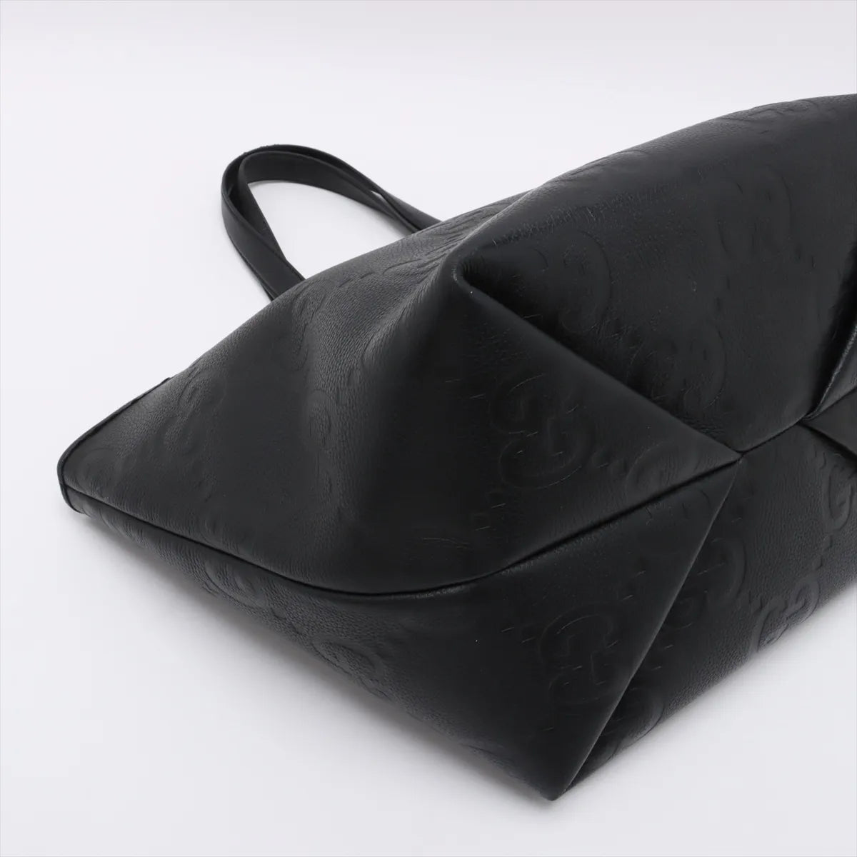 Gucci Jumbo GG Logo Leather Tote Bag Black