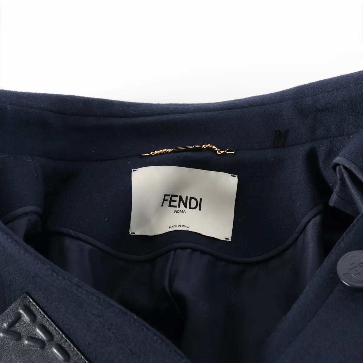 Fendi Wool & Leather Jacket Navy Blue