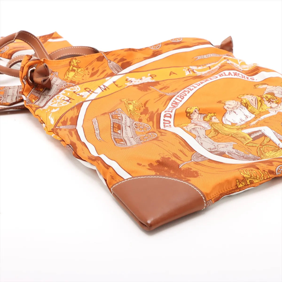 Hermes Silk Leather City PM Orange x Brown