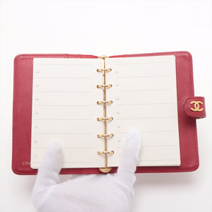 Chanel CC Logo Leather Notebook Cover Red