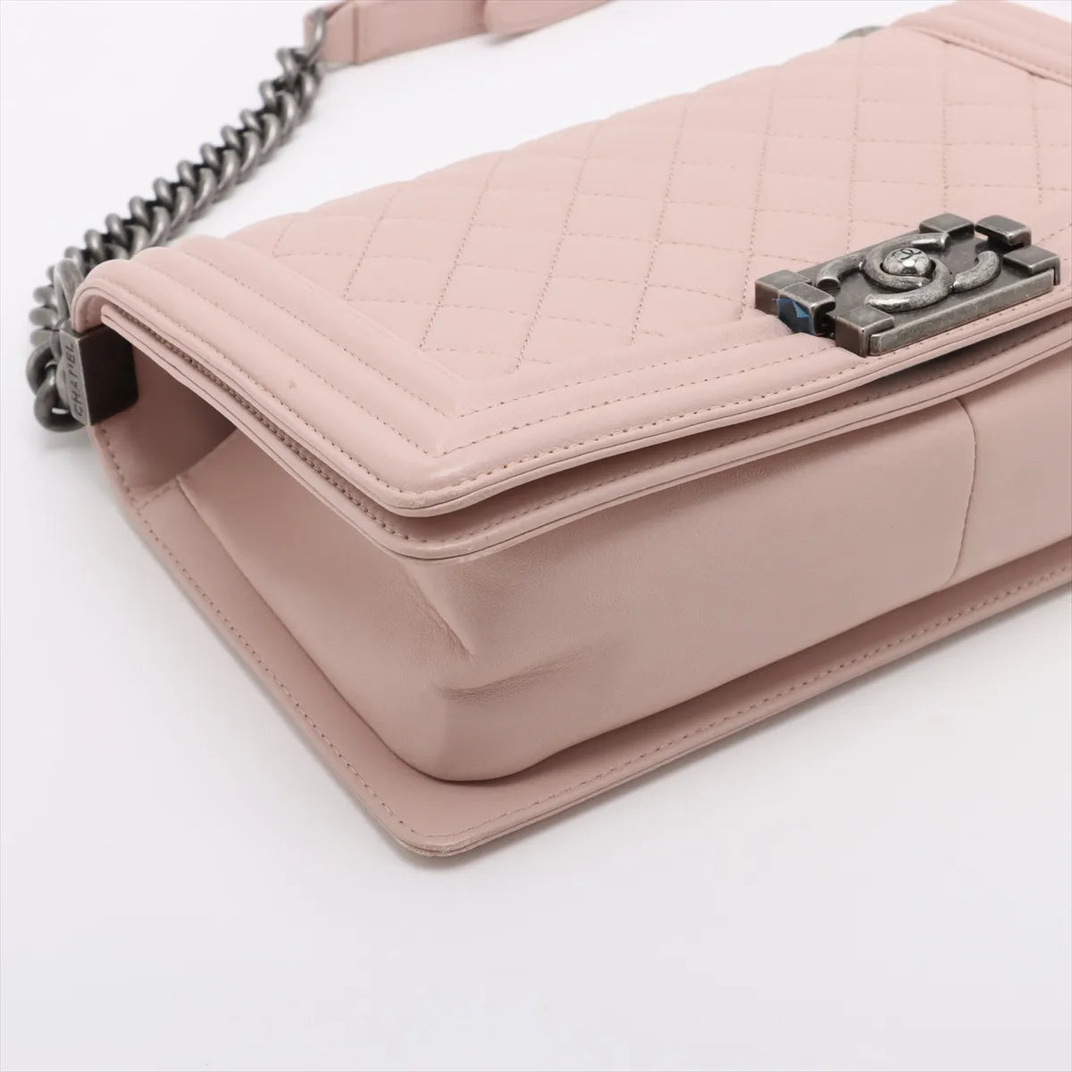 Chanel Boy Chanel 25 Lambskin Chain Shoulder Bag Pink